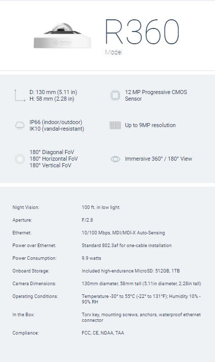 CAM-0003: R360 Camera w/5 Year License